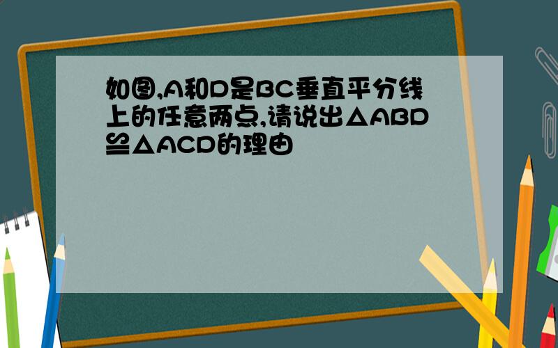 如图,A和D是BC垂直平分线上的任意两点,请说出△ABD≌△ACD的理由