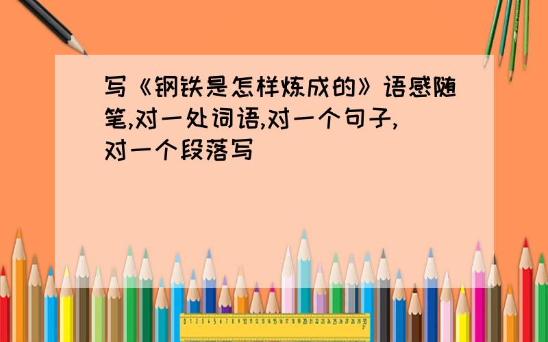 写《钢铁是怎样炼成的》语感随笔,对一处词语,对一个句子,对一个段落写