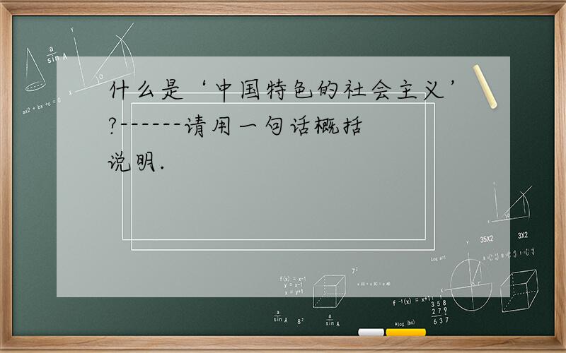 什么是‘中国特色的社会主义’?------请用一句话概括说明.