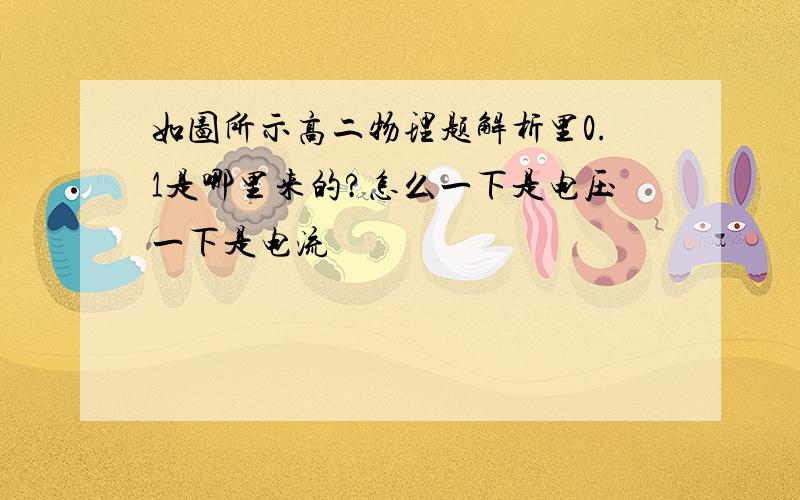 如图所示高二物理题解析里0.1是哪里来的?怎么一下是电压一下是电流