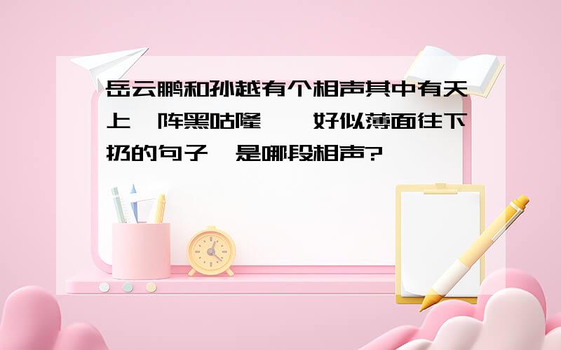 岳云鹏和孙越有个相声其中有天上一阵黑咕隆咚,好似薄面往下扔的句子,是哪段相声?