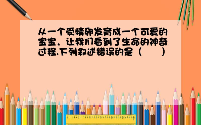 从一个受精卵发育成一个可爱的宝宝，让我们看到了生命的神奇过程.下列叙述错误的是（　　）