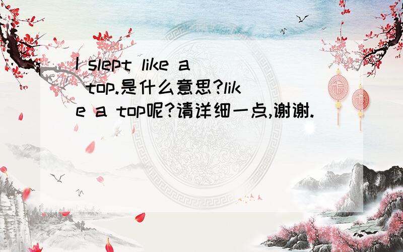 I slept like a top.是什么意思?like a top呢?请详细一点,谢谢.