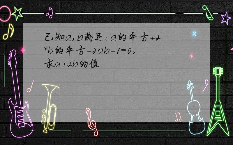 已知a,b满足：a的平方+2*b的平方-2ab-1=0,求a+2b的值.