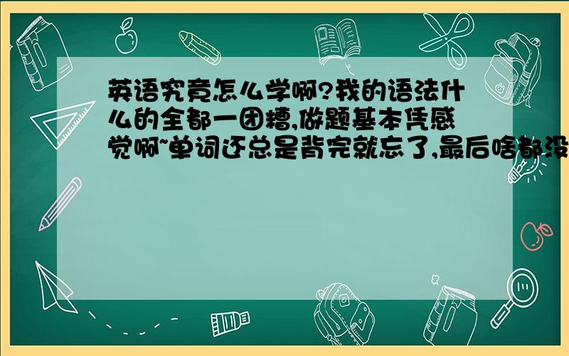 英语究竟怎么学啊?我的语法什么的全都一团糟,做题基本凭感觉啊~单词还总是背完就忘了,最后啥都没剩啊~