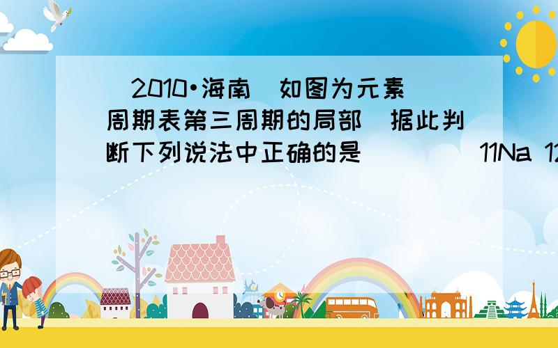 （2010•海南）如图为元素周期表第三周期的局部．据此判断下列说法中正确的是（　　） 11Na 12Mg 13Al 14