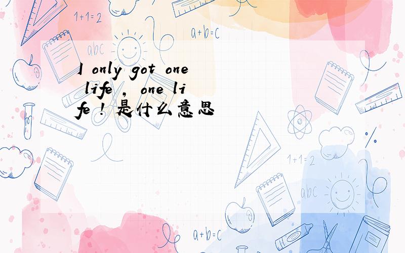 I only got one life , one life ! 是什么意思