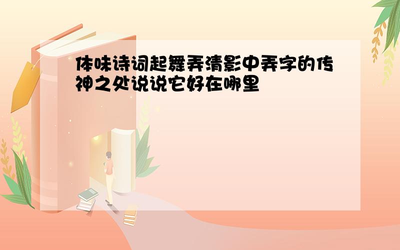 体味诗词起舞弄清影中弄字的传神之处说说它好在哪里