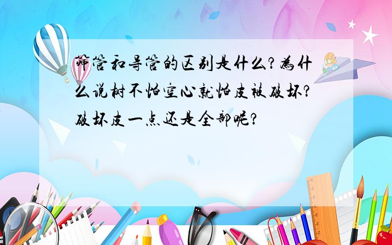 筛管和导管的区别是什么?为什么说树不怕空心就怕皮被破坏?破坏皮一点还是全部呢?