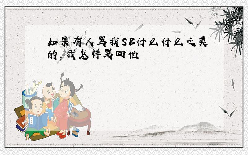 如果有人骂我SB什么什么之类的,我怎样骂回他