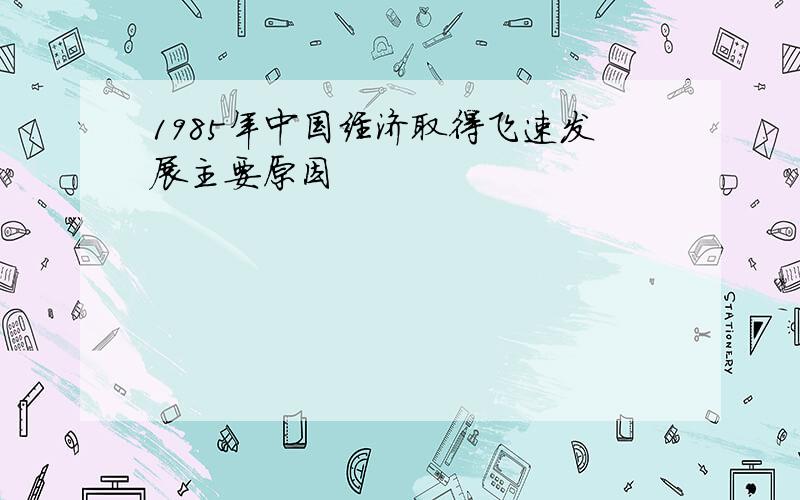 1985年中国经济取得飞速发展主要原因