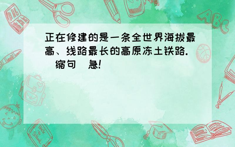 正在修建的是一条全世界海拔最高、线路最长的高原冻土铁路.（缩句）急!