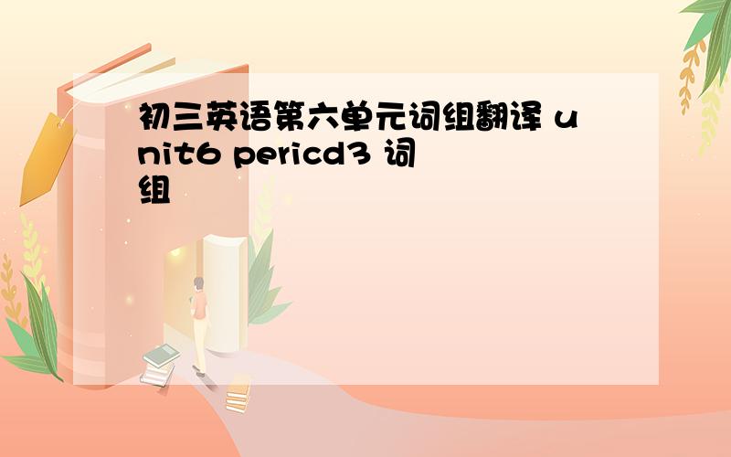 初三英语第六单元词组翻译 unit6 pericd3 词组