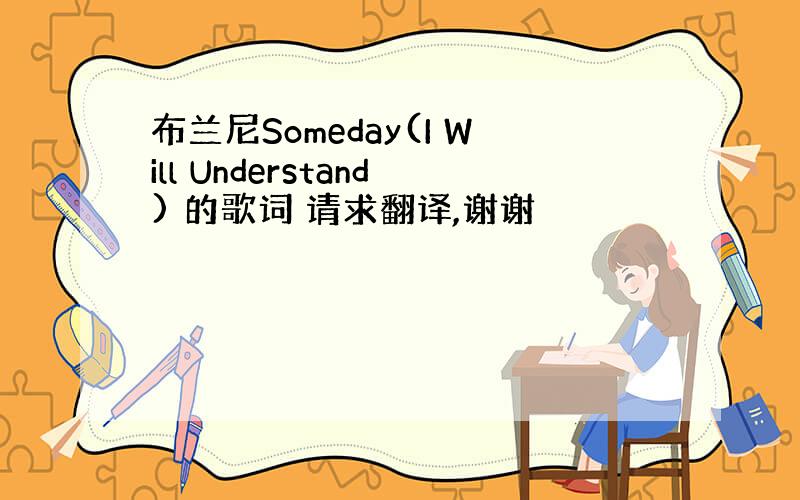 布兰尼Someday(I Will Understand) 的歌词 请求翻译,谢谢