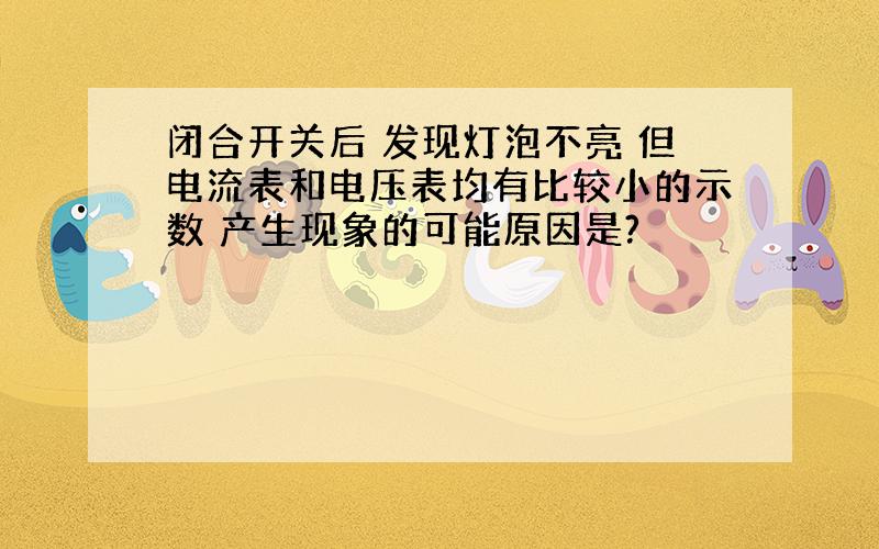 闭合开关后 发现灯泡不亮 但电流表和电压表均有比较小的示数 产生现象的可能原因是?