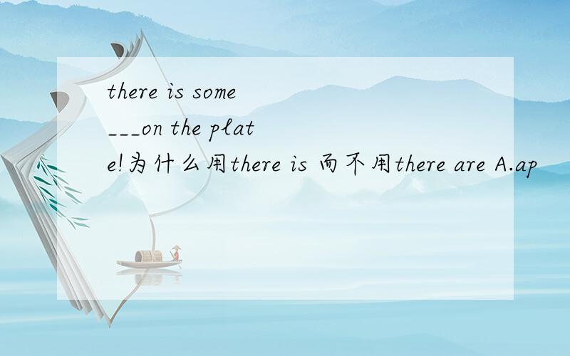 there is some ___on the plate!为什么用there is 而不用there are A.ap