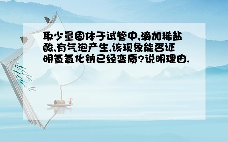 取少量固体于试管中,滴加稀盐酸,有气泡产生,该现象能否证明氢氧化钠已经变质?说明理由.