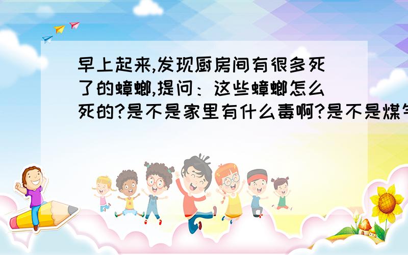 早上起来,发现厨房间有很多死了的蟑螂,提问：这些蟑螂怎么死的?是不是家里有什么毒啊?是不是煤气泄漏