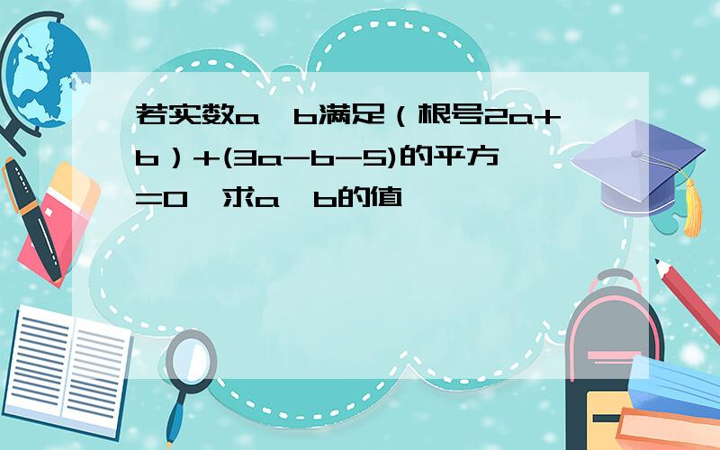 若实数a,b满足（根号2a+b）+(3a-b-5)的平方=0,求a,b的值