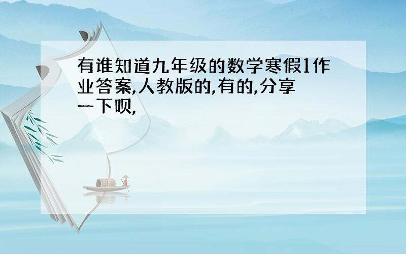 有谁知道九年级的数学寒假1作业答案,人教版的,有的,分享一下呗,