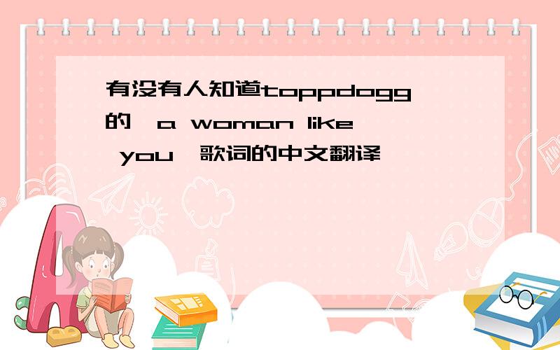 有没有人知道toppdogg的《a woman like you》歌词的中文翻译