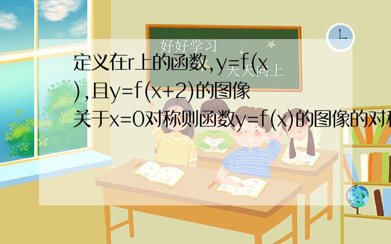 定义在r上的函数,y=f(x),且y=f(x+2)的图像关于x=0对称则函数y=f(x)的图像的对称轴