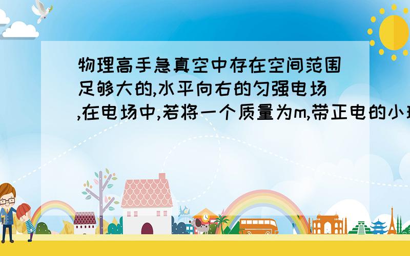 物理高手急真空中存在空间范围足够大的,水平向右的匀强电场,在电场中,若将一个质量为m,带正电的小球由静