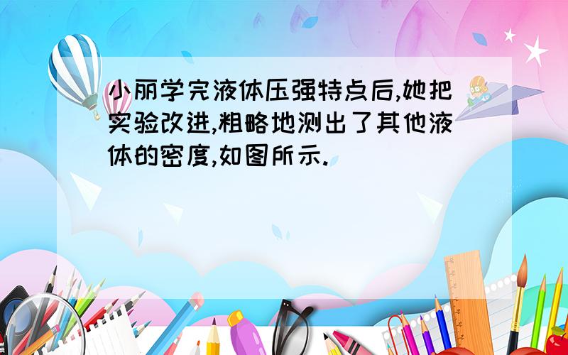 小丽学完液体压强特点后,她把实验改进,粗略地测出了其他液体的密度,如图所示.