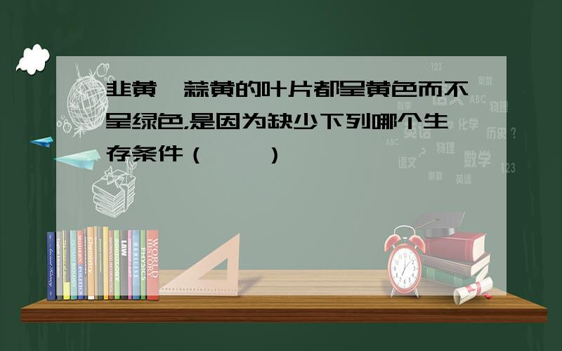 韭黄、蒜黄的叶片都呈黄色而不呈绿色，是因为缺少下列哪个生存条件（　　）