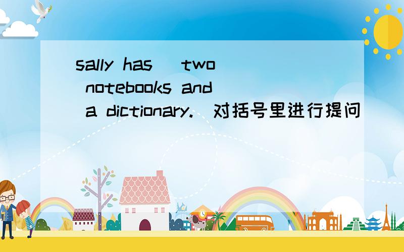 sally has (two notebooks and a dictionary.)对括号里进行提问