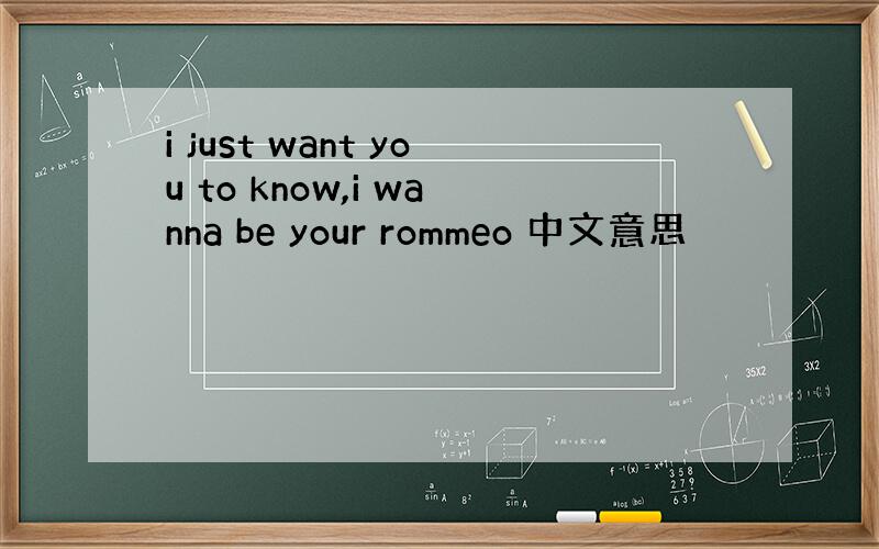 i just want you to know,i wanna be your rommeo 中文意思