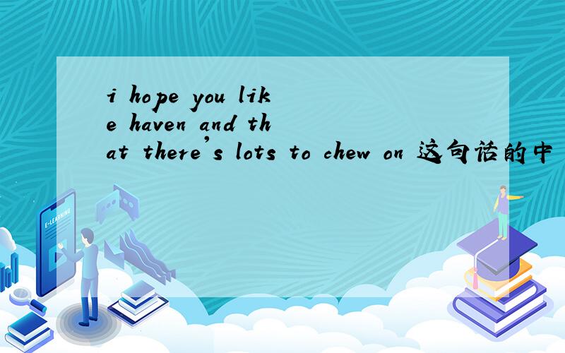 i hope you like haven and that there's lots to chew on 这句话的中