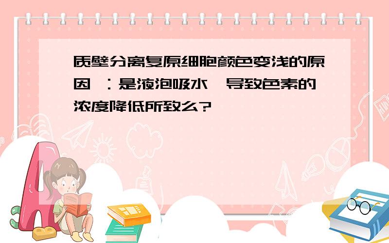 质壁分离复原细胞颜色变浅的原因 ：是液泡吸水,导致色素的浓度降低所致么?