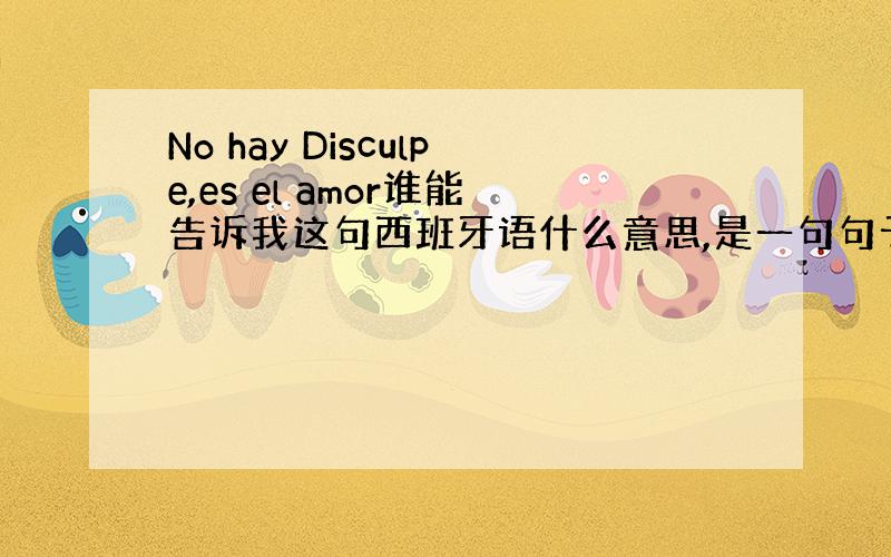 No hay Disculpe,es el amor谁能告诉我这句西班牙语什么意思,是一句句子