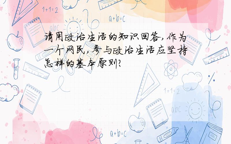 请用政治生活的知识回答,作为一个网民,参与政治生活应坚持怎样的基本原则?