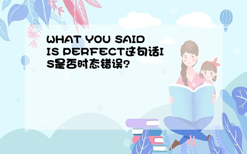 WHAT YOU SAID IS PERFECT这句话IS是否时态错误?