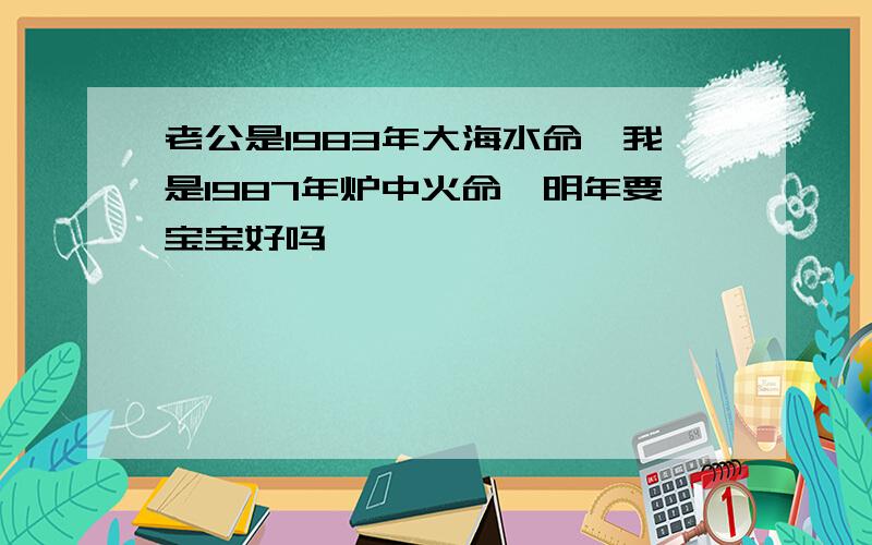 老公是1983年大海水命,我是1987年炉中火命,明年要宝宝好吗