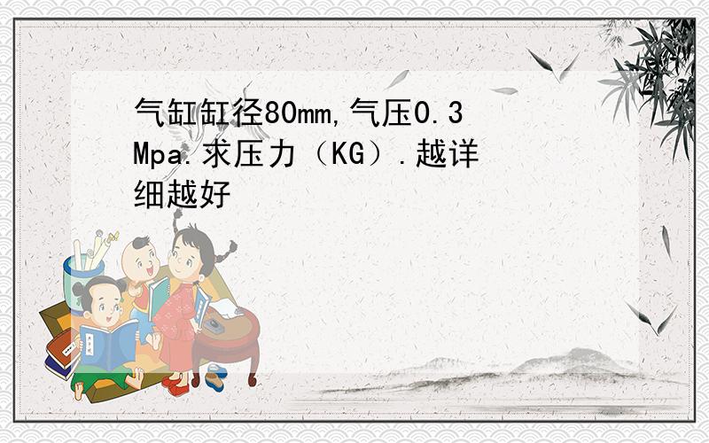 气缸缸径80mm,气压0.3Mpa.求压力（KG）.越详细越好