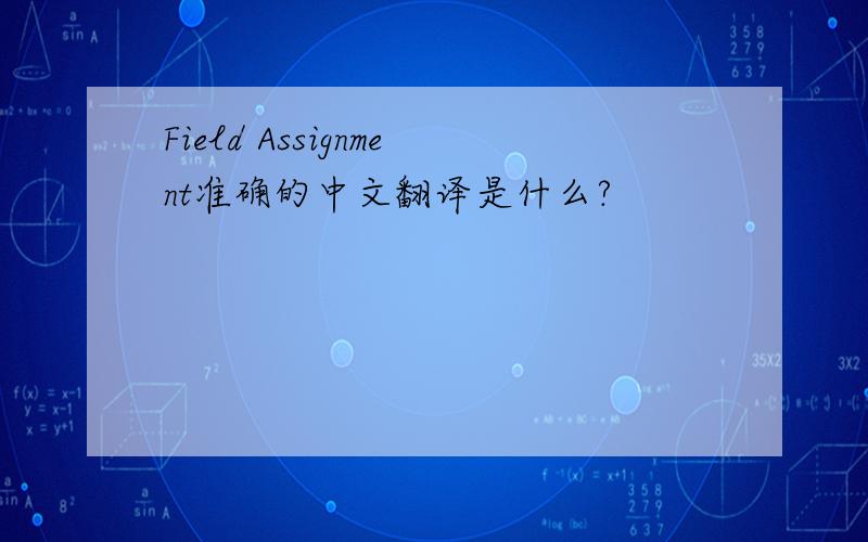 Field Assignment准确的中文翻译是什么?