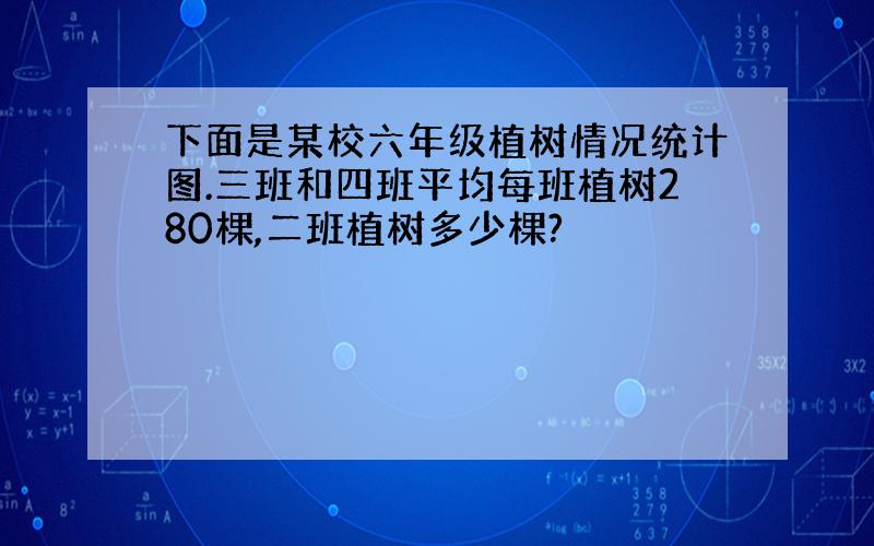 下面是某校六年级植树情况统计图.三班和四班平均每班植树280棵,二班植树多少棵?