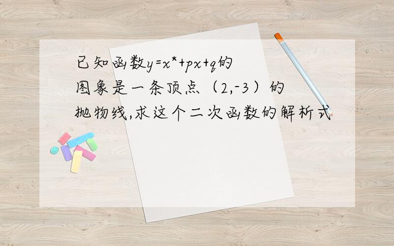 已知函数y=x*+px+q的图象是一条顶点（2,-3）的抛物线,求这个二次函数的解析式