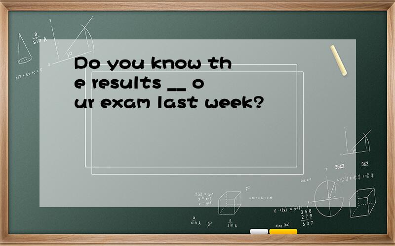 Do you know the results __ our exam last week?