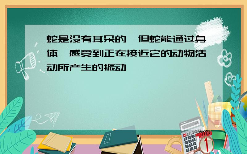 蛇是没有耳朵的,但蛇能通过身体,感受到正在接近它的动物活动所产生的振动,