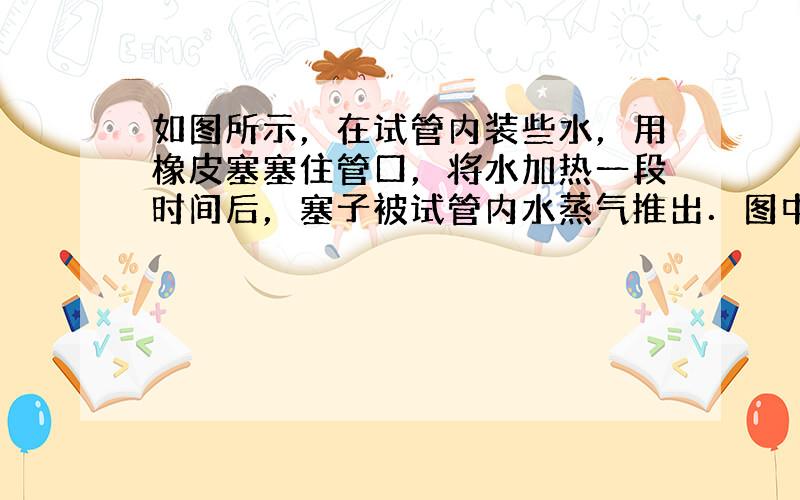 如图所示，在试管内装些水，用橡皮塞塞住管口，将水加热一段时间后，塞子被试管内水蒸气推出．图中汽油机的工作过程与上述实验过