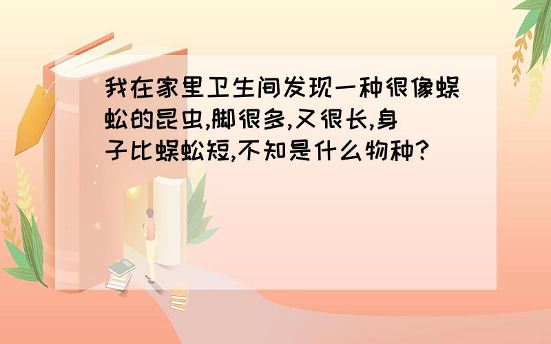 我在家里卫生间发现一种很像蜈蚣的昆虫,脚很多,又很长,身子比蜈蚣短,不知是什么物种?