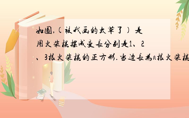 如图,(被我画的太草了) 是用火柴棍摆成变长分别是1、2、3根火柴棍的正方形.当边长为n根火柴棍时,若摆出的正方形所用的