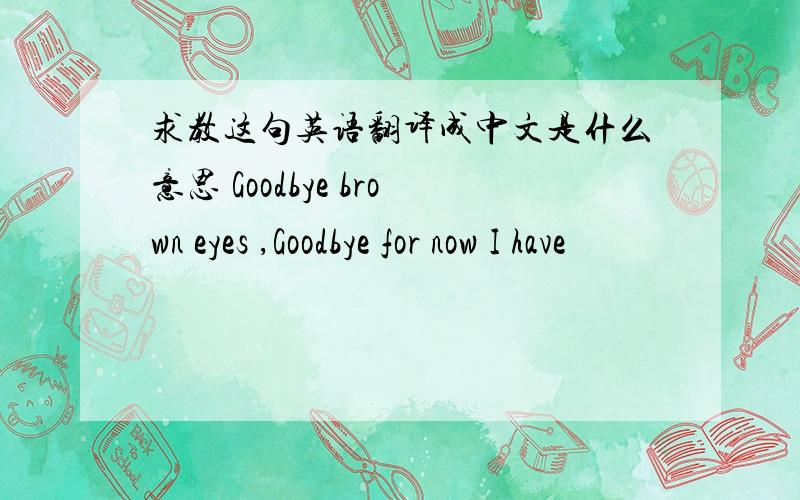 求教这句英语翻译成中文是什么意思 Goodbye brown eyes ,Goodbye for now I have