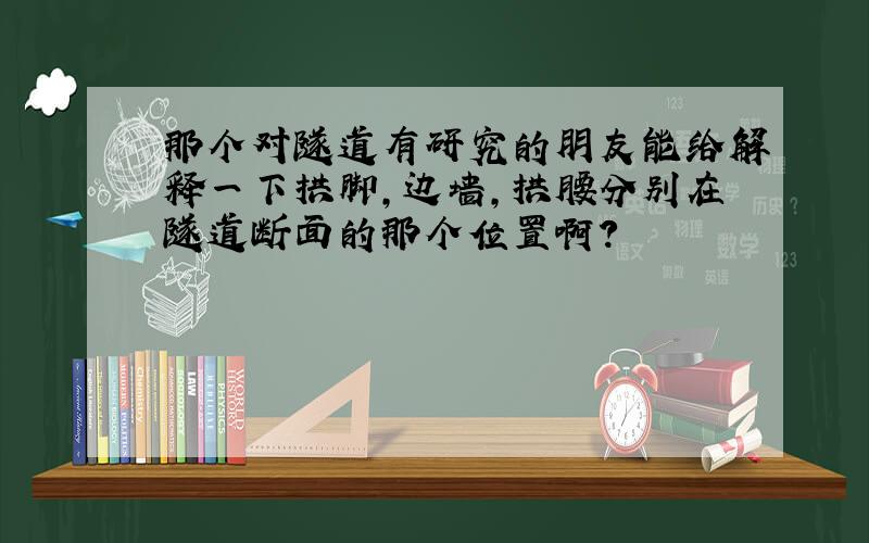 那个对隧道有研究的朋友能给解释一下拱脚,边墙,拱腰分别在隧道断面的那个位置啊?