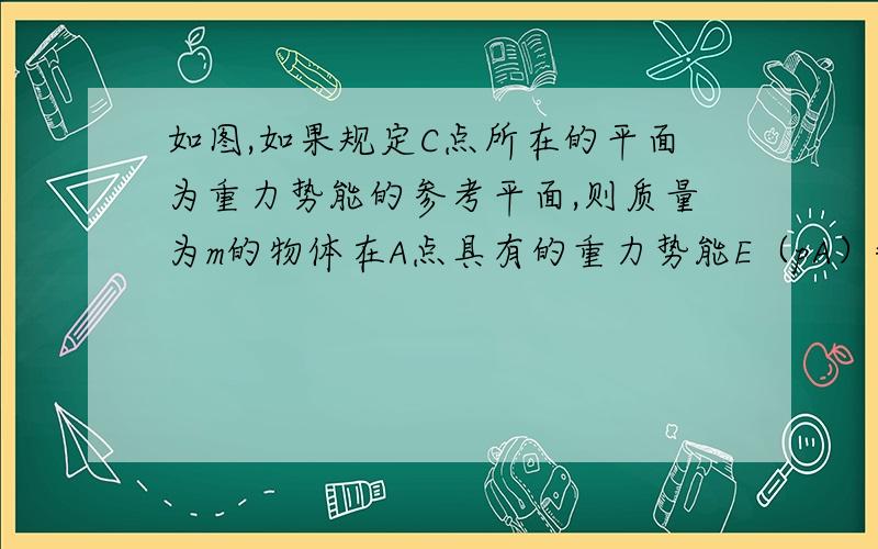 如图,如果规定C点所在的平面为重力势能的参考平面,则质量为m的物体在A点具有的重力势能E（pA）=( ),在C点具有的重