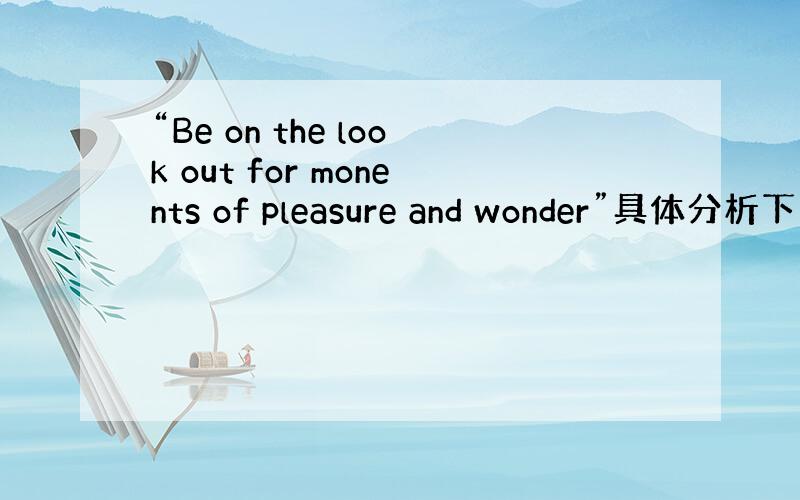 “Be on the look out for monents of pleasure and wonder”具体分析下